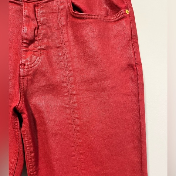 Zara Trafaluc Red Coated Denim Jeans with Zipper - 6 - Picture 9 of 11